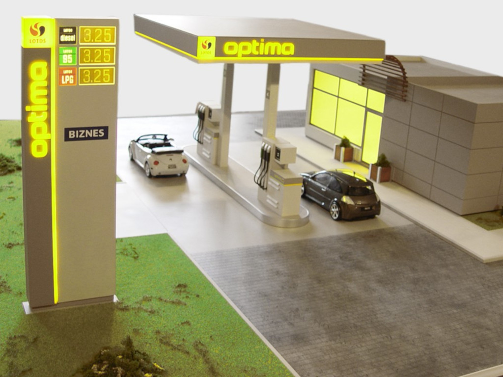 Makieta stacji benzynowej sieci OPTIMA, Lotos S.A., skala 1:45