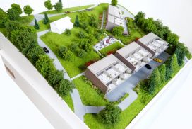 Makieta domów w zabudowie szeregowej w Lutry, Szwajcaria, skala 1:200